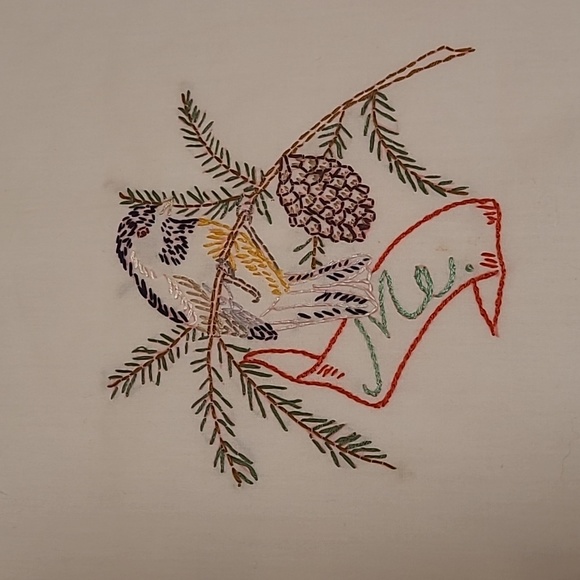 Vintagr Hand Stitched Maine State Bird & Flower - Picture 1 of 16